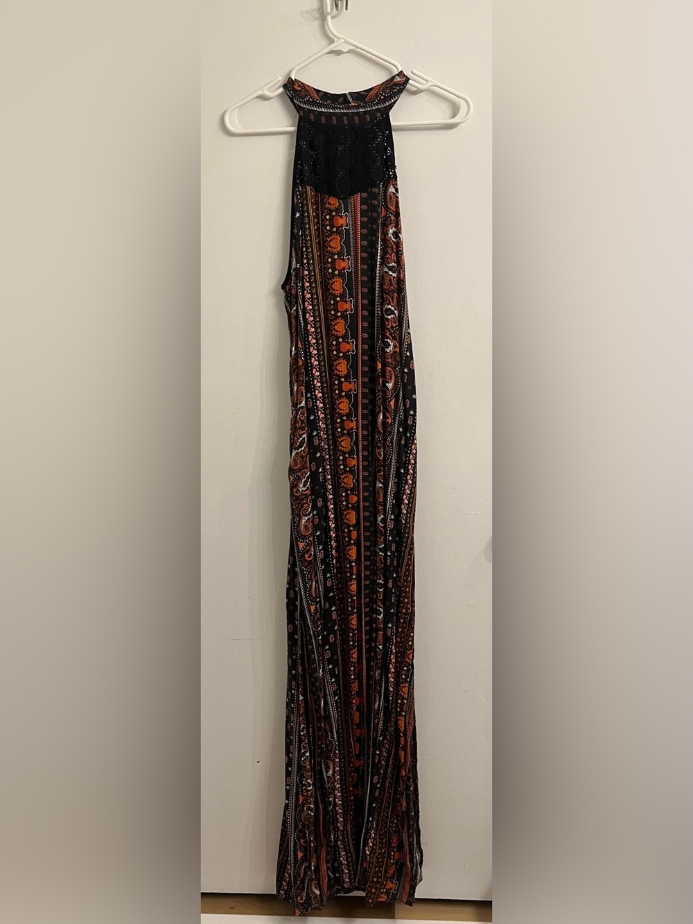Band of Gypsies Black Dress with Rust and Cream Paisley